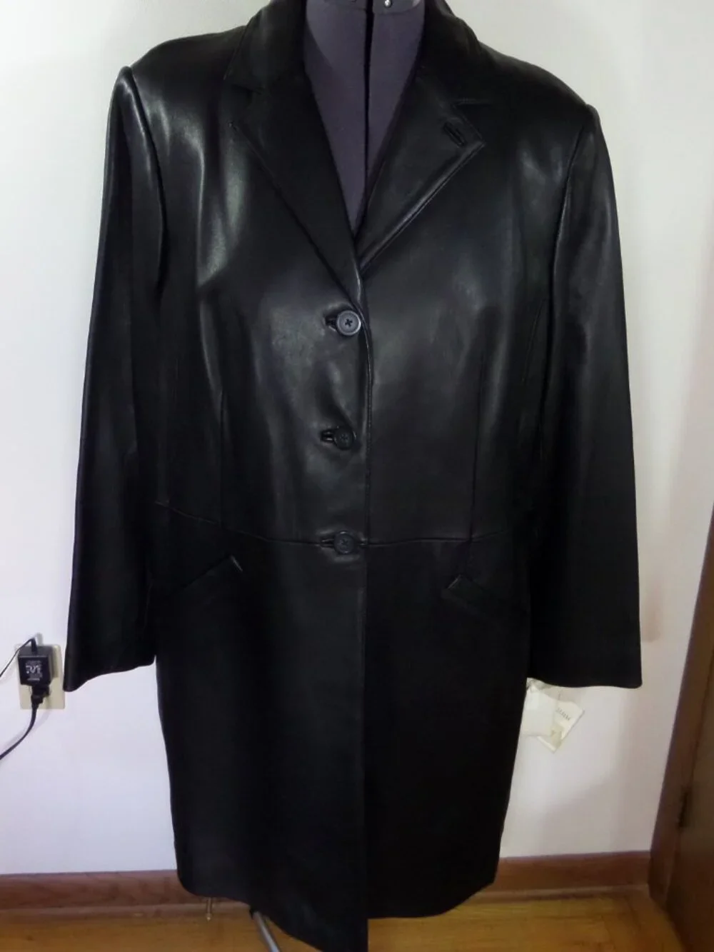 Preston & York Women's Black  Lambskin Soft Leather  Coat  SZ  XL NWT